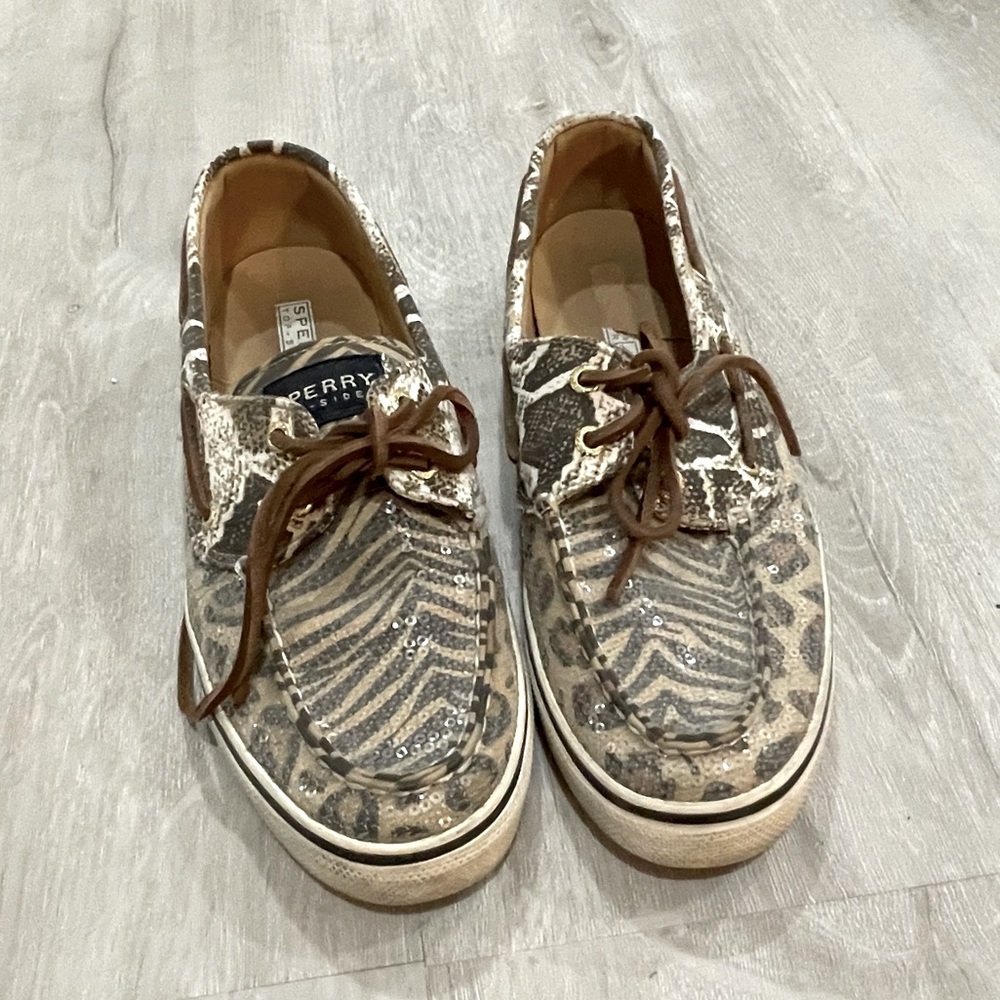 Sperry, mixed animal print boat shoe